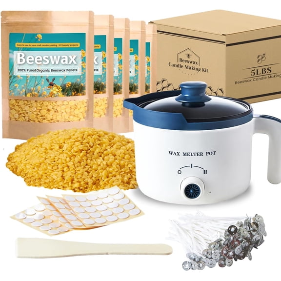 Beeswax Candle Making Kit with Electric Wax Melter for Adult 5lbs Bees and DIY Art&Craft