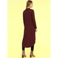 thumbnail image 3 of Made by Johnny Women's Casual Long Open Front Drape Lightweight Duster High Low Hem Maxi Long Sleeve Cardigan M WINE, 3 of 6