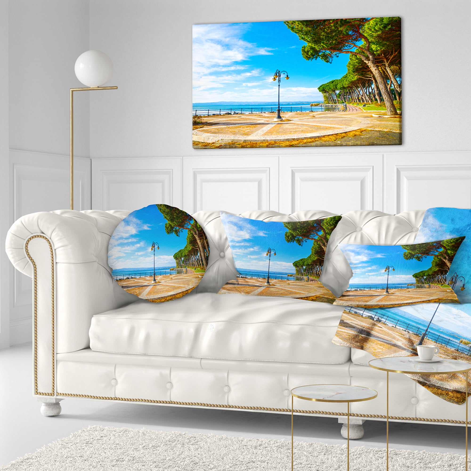 Designart Esplanade and Pine Trees in Bolsena - Landscape Wall Throw Pillow - 12x20