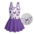 thumbnail image 6 of COEQINE Girls Bathing Suit One Piece with Full Coverage Skirt & Built-in Panty, Scoop Neck Tankini Style Cute Swimsuit, for Active Girls 3-4 Years, Purple Butterfly, 6 of 8