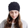 thumbnail image 2 of Naloa Copper-Gold Gloss Outline Peony Soft Beanie Hat, Knit Beanie Daily Beanie in Fine Knit for Women Men Winter Travel, Outdoor, 2 of 7