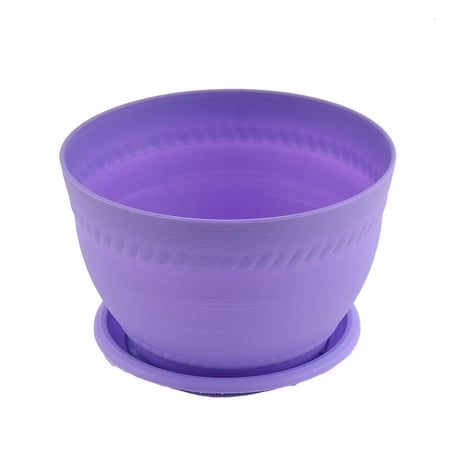 Purple Pottery - Home Office Plastic Pottery Clay Style Plant Flower Pot Holder Purple w Pallet