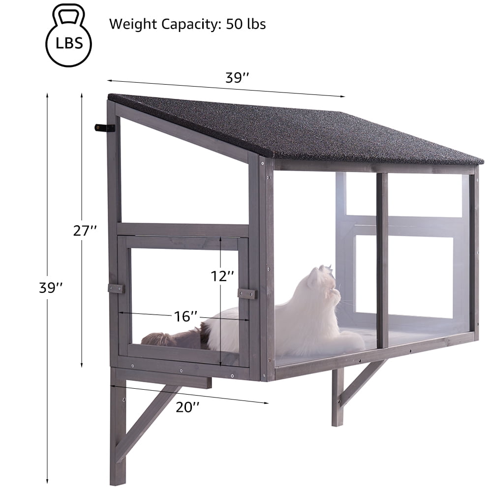unipaws Prevent Conditioned Air Loss, Bug Proof Cat Catio, Window Cat House with Transparent PC Panels, Outdoor Enclosure for Indoor Pets