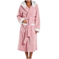 thumbnail image 2 of FAHUOMU Plush Hooded Robes For Women Cozy Warm Fleece Bath Robe With Pockets Winter Loose Fit Loungewear, 2 of 8