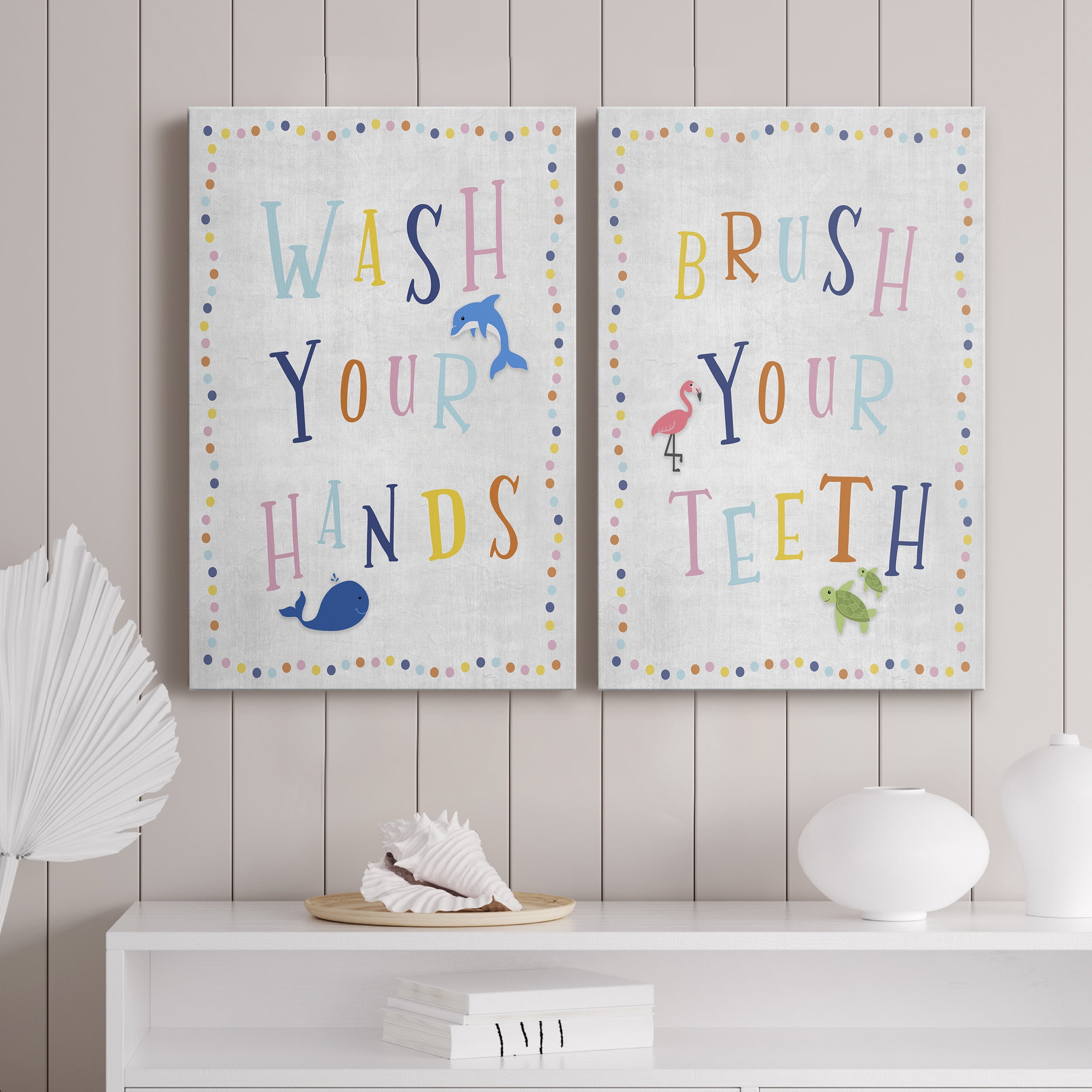 Wash Your Hands Premium Gallery Wrapped Canvas - Ready to Hang - Set of 2 - 12 x 18 Each