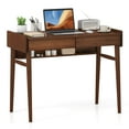 thumbnail image 1 of Costway Bamboo Writing Desk 39.5" Computer Study Desk with 2 Storage Drawers & Open Shelf, 1 of 10