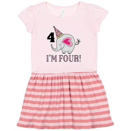 

Inktastic 4th Birthday Elephant Girls Gift Toddler Girl Dress
