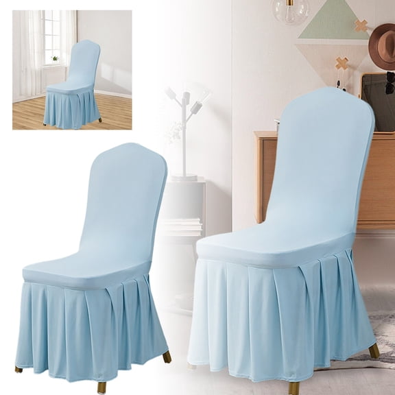 Stretch Dining Chair Covers with Ruffled Skirt Slipcovers for Kitchen Chairs Soft Breathable Seat Cushions with Ties Elegant Washable Furniture Protectors for Home Hotel Banquet Party Wedding