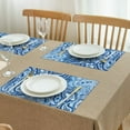 thumbnail image 3 of Blue Paisley Pattern Summer Placemats Table Placemats Set Of 4-Linen Kitchen Washable Placemats Table Mats 11.8"x17.7" Non-Slip Heat Resistant, 3 of 6