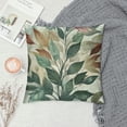 thumbnail image 2 of Patifu   Leaf Print Throw Pillow Cushion Cover Set   Bouquets of Leaves Romantic Boho Nature Concept Pattern Lines Ikat Chevron, Decorative Accent Double-Sided Printing,  Ivory Sage Green 12x12in, 2 of 5