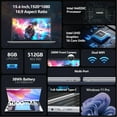 thumbnail image 6 of 15.6 Inch Windows 11 Pro Laptop, 8GB RAM 512GB SSD, Intel Celeron, FHD IPS Display, Ultra Slim Notebook, Dual-Band WiFi, HDMI, Webcam, 6 of 11