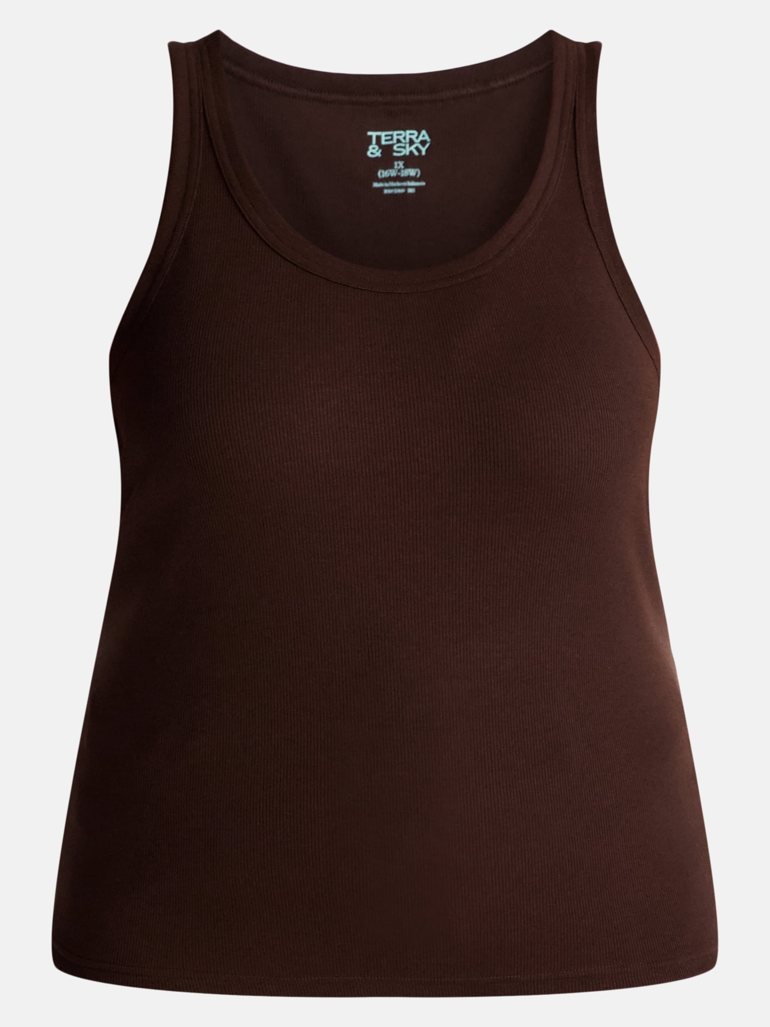 Terra & Sky Women's Plus Sleeveless Ribbed Scoop Neck Tank Top, Sizes 0X-5X