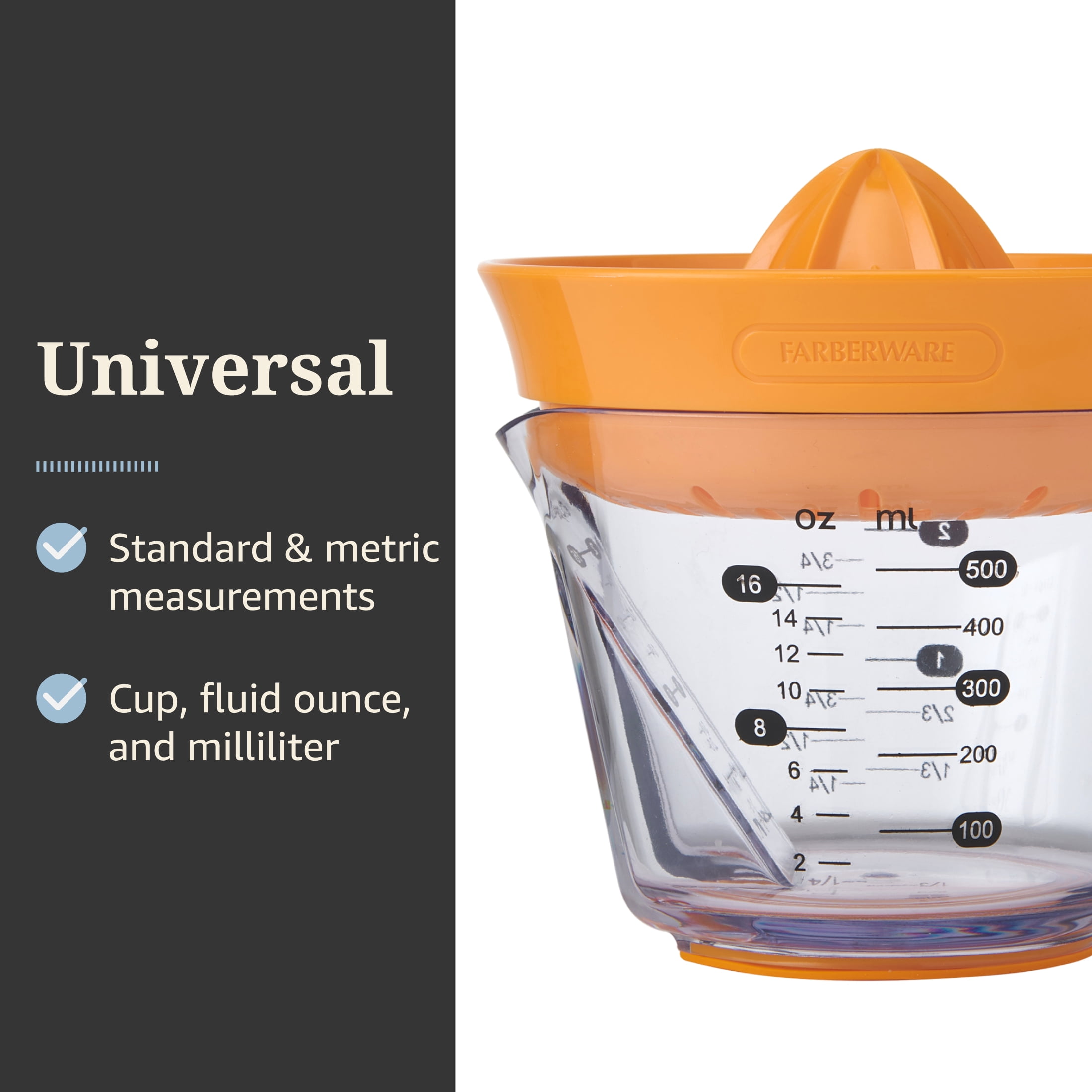 Farberware Professional 2 Cup Citrus Juicer with Easy Read Design Orange