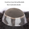 thumbnail image 3 of Hair Pieces and Wigs Human Hair Men Toupee French Lace with 1" Clear Poly All Around Hair Toupee 6'' Length Replacement System Male Hair Prosthesis, 3 of 7