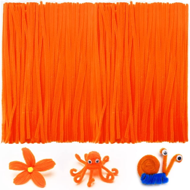Iooleem 200 limpiadores de tuberías de color naranja, tallos de chenilla, limpiadores de tuberías para manualidades, limpiadores de tuberías, manualidades, suministros de arte y manualidades.
