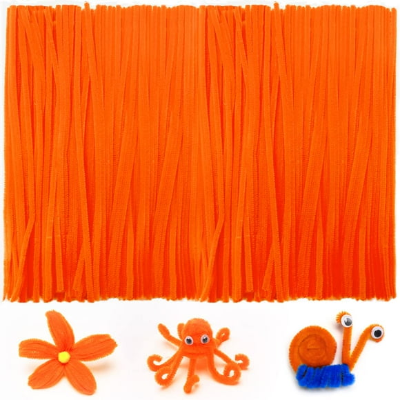 Iooleem 200 limpiadores de tuberías de color naranja, tallos de chenilla, limpiadores de tuberías para manualidades, limpiadores de tuberías, manualidades, suministros de arte y manualidades.