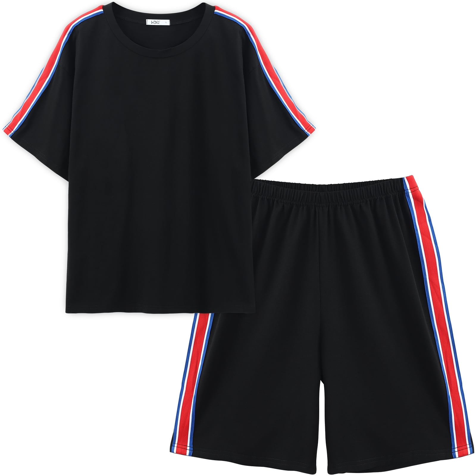 Baywell Mens Pajama Set Short Sleeve Round Neck 2 Piece Nightwear