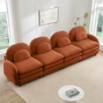 thumbnail image 3 of HUTWIFE 129.1" 4-Seater Teddy Velvet Sofa Orange Modular Couch with Curved Back & Lumbar Pillows, 3 of 9