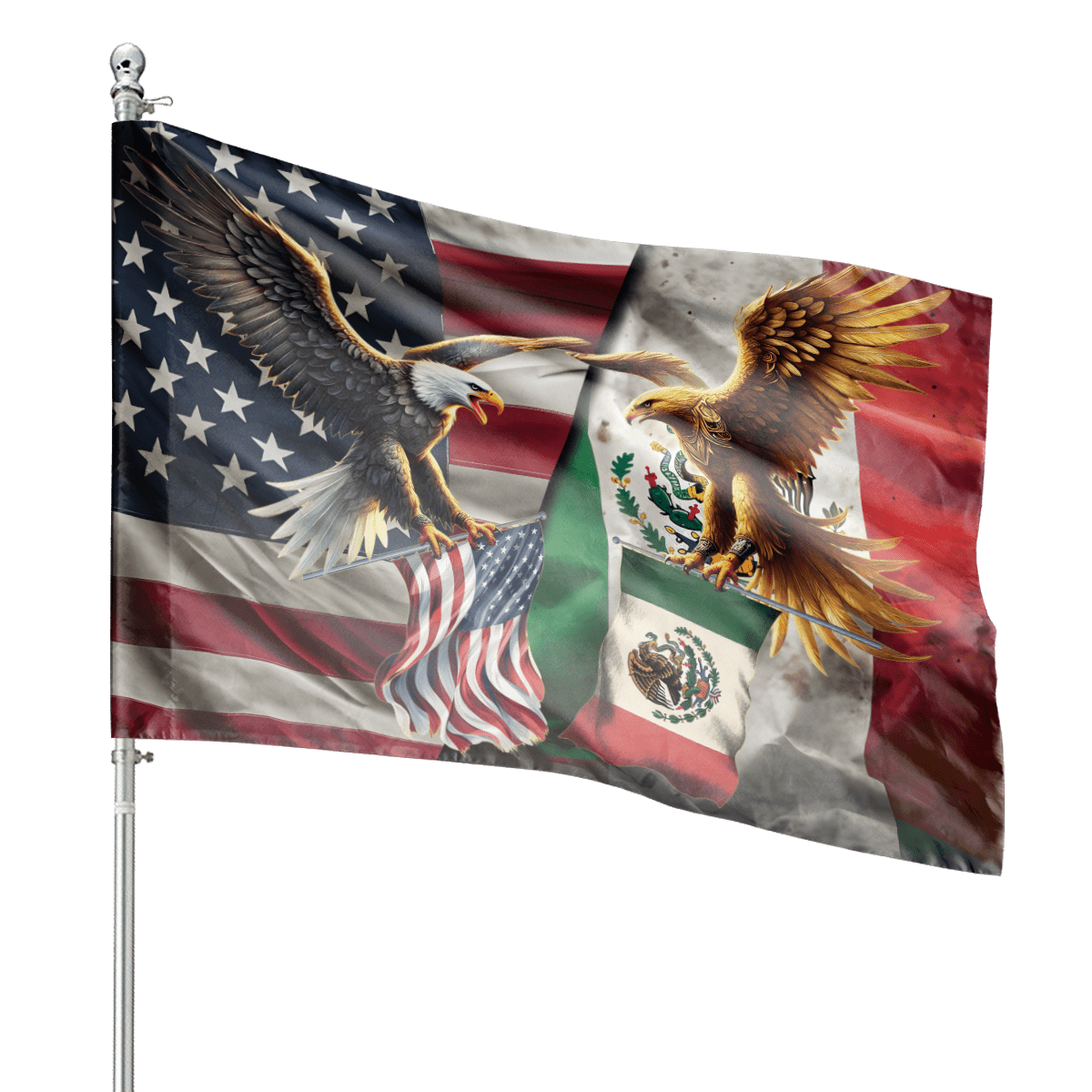 Lotusprinthandmade Eagle Mexican America Friendship Patriotic Proud 100% Polyester House Flag 36×60 inches