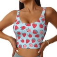 thumbnail image 2 of Haiem Strawberries Pattern Womens Sports Bra - U Neck Padded Low Impact Yoga Bra Workout Crop Top Gym Moisture-Wicking Workout Vest -X-Large, 2 of 9