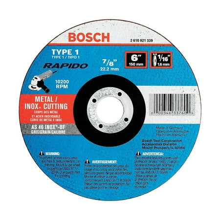 

Bosch Rapido 6 in. D X 7/8 in. Aluminum Oxide Abrasive Cut-Off Wheel 1 pc