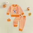 thumbnail image 2 of Akiihool Suit for Boys Toddler Baby Boy Fall Outfits Airplane Print Crewneck Long Sleeve Sweatshirt Pants Set Baby Boy Winter Clothes Orange,0-6 Months, 2 of 4