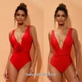 thumbnail image 2 of Flaxmaker Women One Piece Swimsuit Red Deep V Neck 3D Flower Removable Bathing Suit Two pieces Swimwear Set, 2 of 6