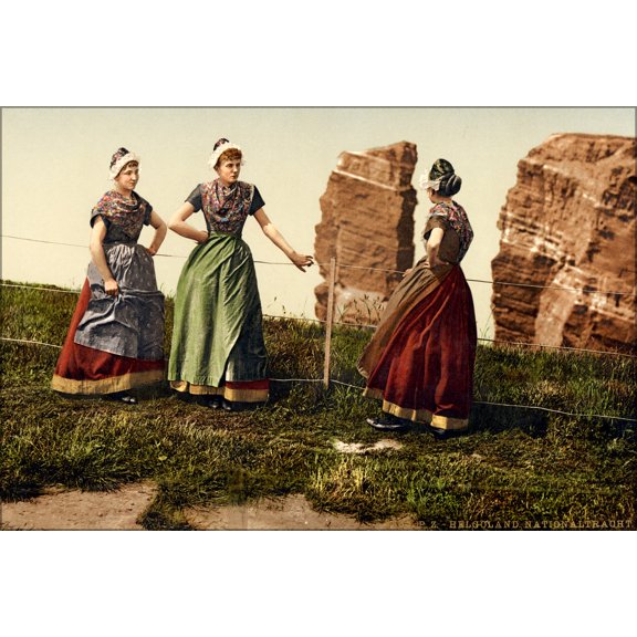 24"x36" Gallery Poster, Womens traditional clothing in Helgoland, Germany Bight 1890