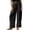 Black, variant on Women's Bohemian Style Lace Trim Hem Elastic Waist Pants, Loose Fit Casual Lounge Bottoms for Beach or Home Wear, Breathable and Soft Black L