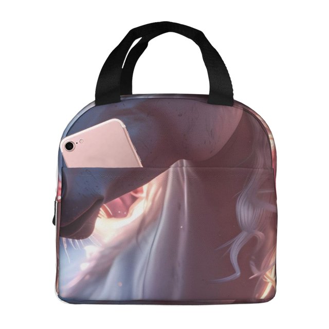 Easygdp Flower White Horse Bolsa Térmica Premium - Tela Oxford Impermeable, Gran Capacidad, Bolsillo Frontal, Unisex para Trabajo, Escuela, Actividades al Aire Libre y Picnics