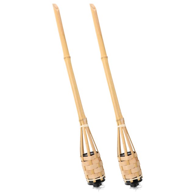 ORDDIART 2Pcs Garden Torch Lamp Flickering Light Bamboo Beige Outdoor Lighting Families
