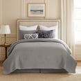 thumbnail image 6 of Benjara Fys 3pc Queen Size Coverlet Set- Soft Woven Jacquard Matelasse- Gray, 6 of 6