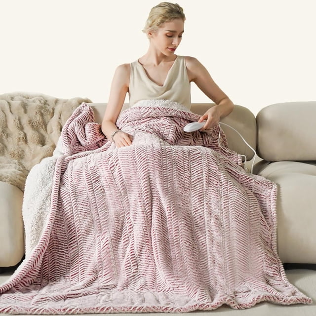 Heated Blanket Electric Throw 50” x 60” -Heated Throw Blanket with 5 Heating Levels & 3 Hours Auto Off Machine Washable Over-Heat Protect(Racoon)