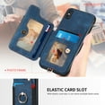 thumbnail image 2 of Nalacover For iPhone X / XS Case Ring Holder Kickstand with Credit Card Holder, Back Flip Premium Leather Magnetic Clasp Removable Wirst Hand Strap Cover For iPhone X / XS, Blue, 2 of 14