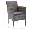 thumbnail image 4 of vidaXL 7 Piece Garden Dining Set Poly Rattan Grey, 4 of 5