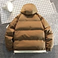 thumbnail image 5 of Men's Cargo Puffer Jackets Hooded Winter Coats Thickened Long Sleeve Padded Jacket Winter Warm Down Jacket with Zipper Pockets Khaki L, 5 of 5