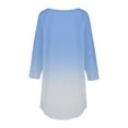 thumbnail image 4 of Blue Women's Long Sleeve T-shirt, 3/4 Length Sleeve Womens Tops 2025 Spring Neck Casual Print Tunic T Shirts Three Quarter Length Womens Tops,Women's Long sleeve T-shirt L, 4 of 4