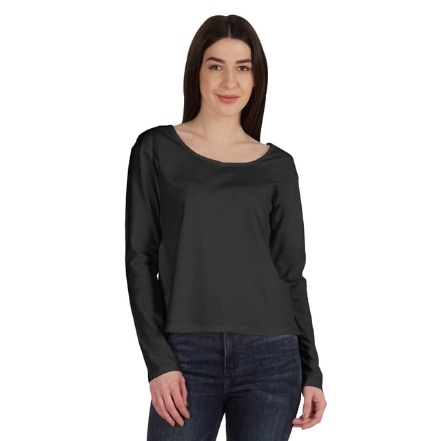 Inkmeso T-Shirt en Coton à Manches Longues Style de Rue Col Rond pour Femmes