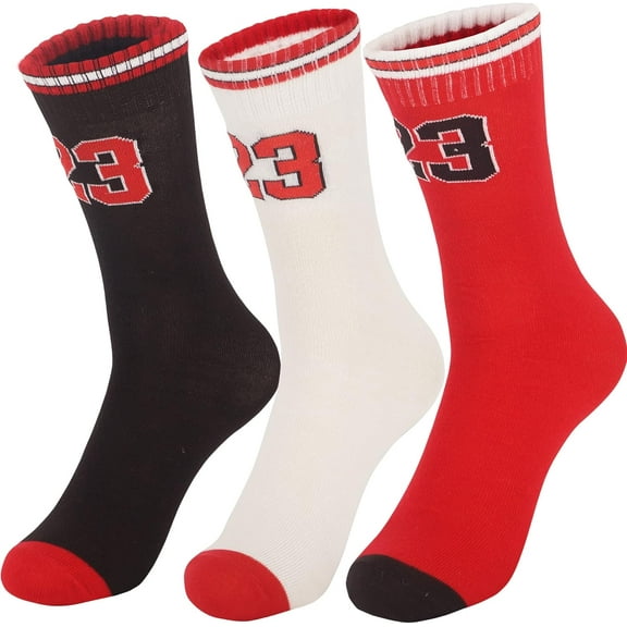 3 Pairs Basketball Socks for Boys and Girls,Athletic Running Breathable Youth Sports Basketball Socks Gifts for Kids 6-14 (One Size, 3 pairs #23)