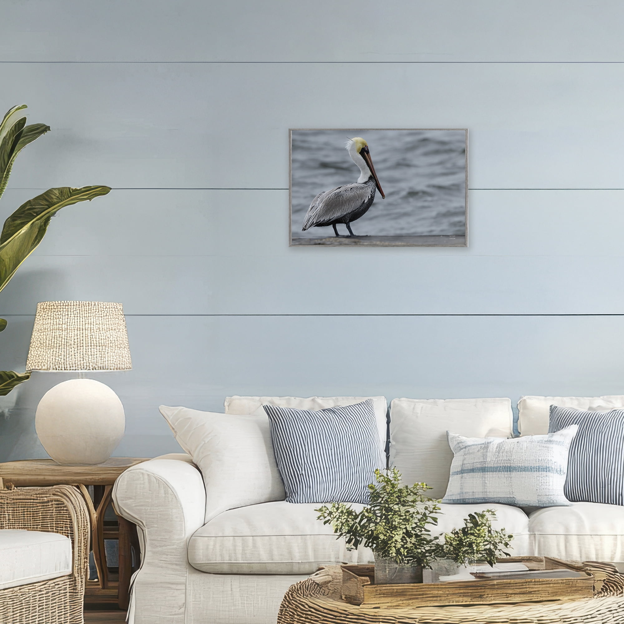 Stupell Industries Pelican Watch Photography Gray Framed Giclee Art, design by Nathan Larson