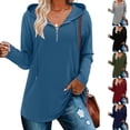 thumbnail image 5 of Yokua Women's Quarter Zip Waist Hoodie Pullover Long Hooded Sweatshirt, 5 of 5