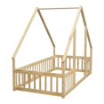 thumbnail image 4 of Twin Size Montessori Floor Bed Frame with Roof Design and Fence Shaped Guardrails, Playhouse Bed Frame for Girls/Boys Bedroom, No Box Spring Needed, Easy Assembly, Natural, 4 of 4