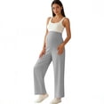 thumbnail image 6 of Abomasnow Womens Maternity Pants Over Belly High Waist Straight Leg Stretchy Pants Work Office Business Casual Pregnant Trousers with Pockets, 6 of 7