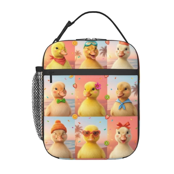 Duck Lunch Bag Cute Cartoon Pattern Insulated Leakproof Thermal Reusable With Buckle Handle For Work Office Travel Picnic Beach Gym Daily Commute