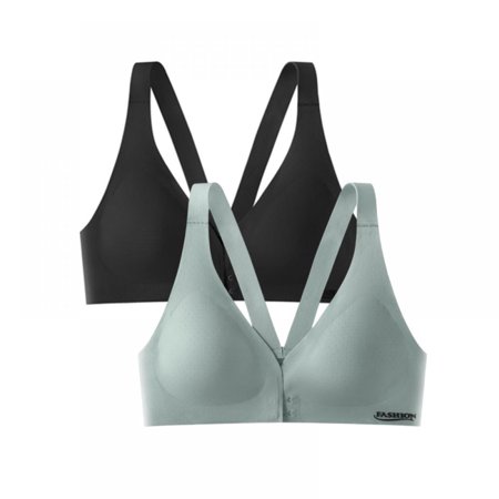 

Baywell V Neck Front Closure Bra for Women Girls Seamless Soft Beautiful Back Push Up Bra Ice Silk Comfort Wide Strap Everyday Bras Wireless Sport Bras
