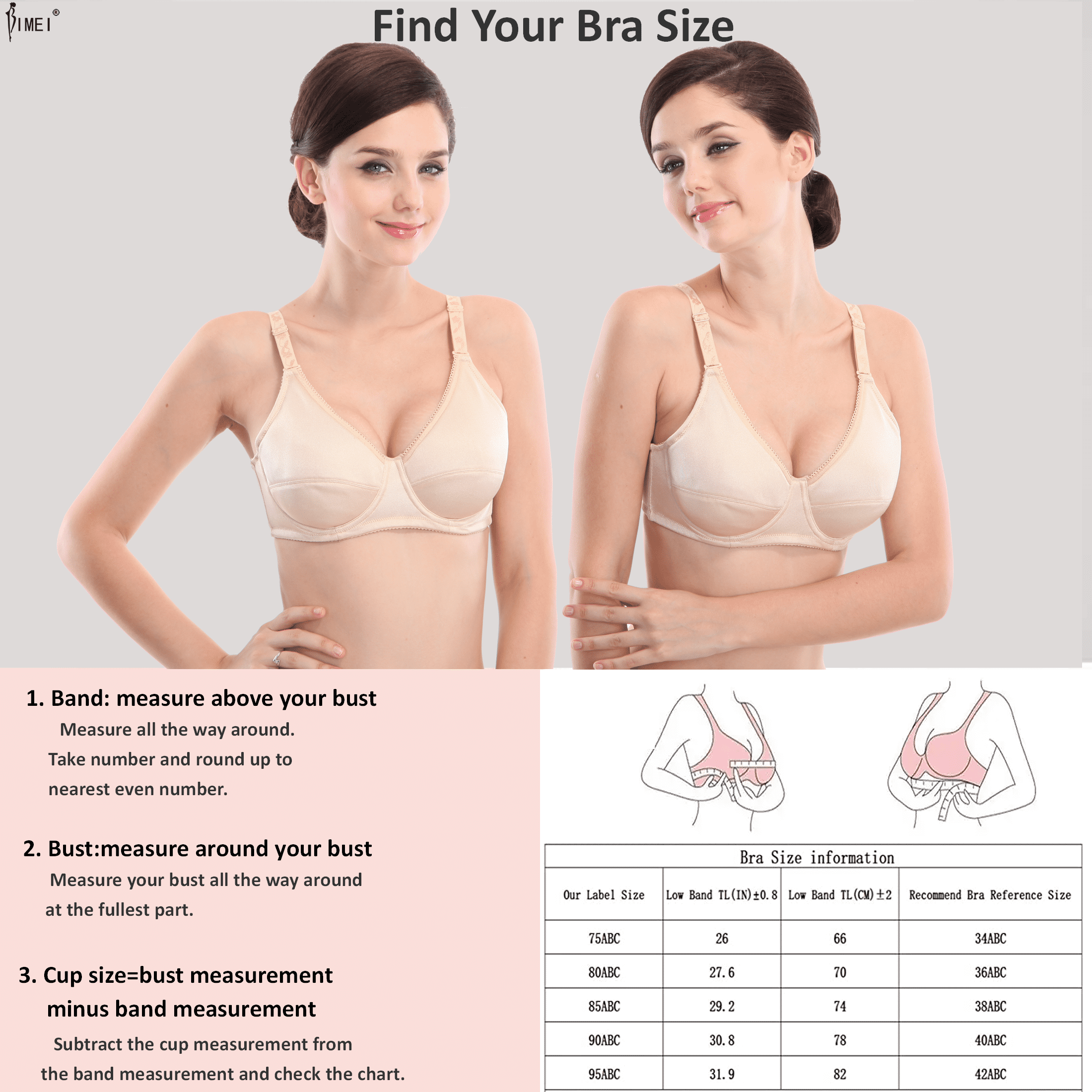 BIMEI Women's Mastectomy Bra with Pockets for Breast Prosthesis Wire Free  Pocketed Everyday Bra for Everyday Bra 0138,Beige,36C