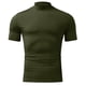 thumbnail image 3 of Hombres Manga Corta Top Alta Elasticidad Color Puro Cuello Alto Slim Fit Camiseta Interior Jersey, 3 of 6