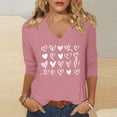 thumbnail image 2 of Shadoumai Valentines Shirts for Women 3/4 Sleeve V Neck Valentine Shirt Valentina's Day Gift Cute Love Heart Graphic Tee Tops, 2 of 4