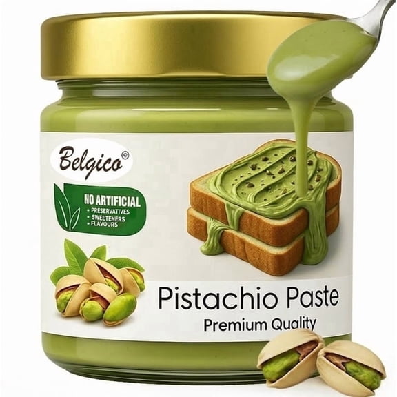 Pistachio Cream, Pistachio Paste, Pistachio Spread for Dubai Chocolate Bar Filling and Kataifi, 7.05 oz (200g), Belgico Pistachio Cream Paste