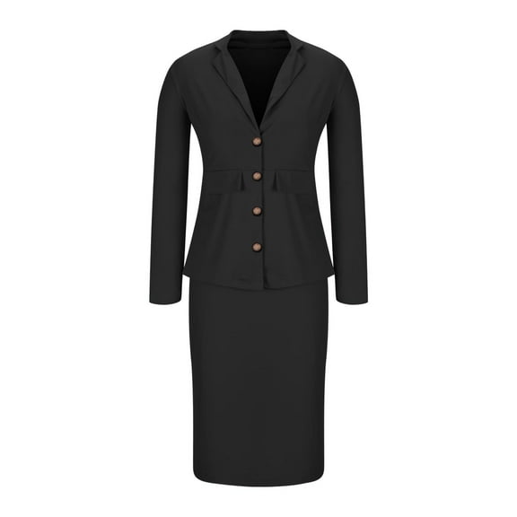 Skirt Set Sevevn 2 Piece Outfits for Women Solid Blazer Jacket Skirts Sets Two Piece Business Formal Suit Sets